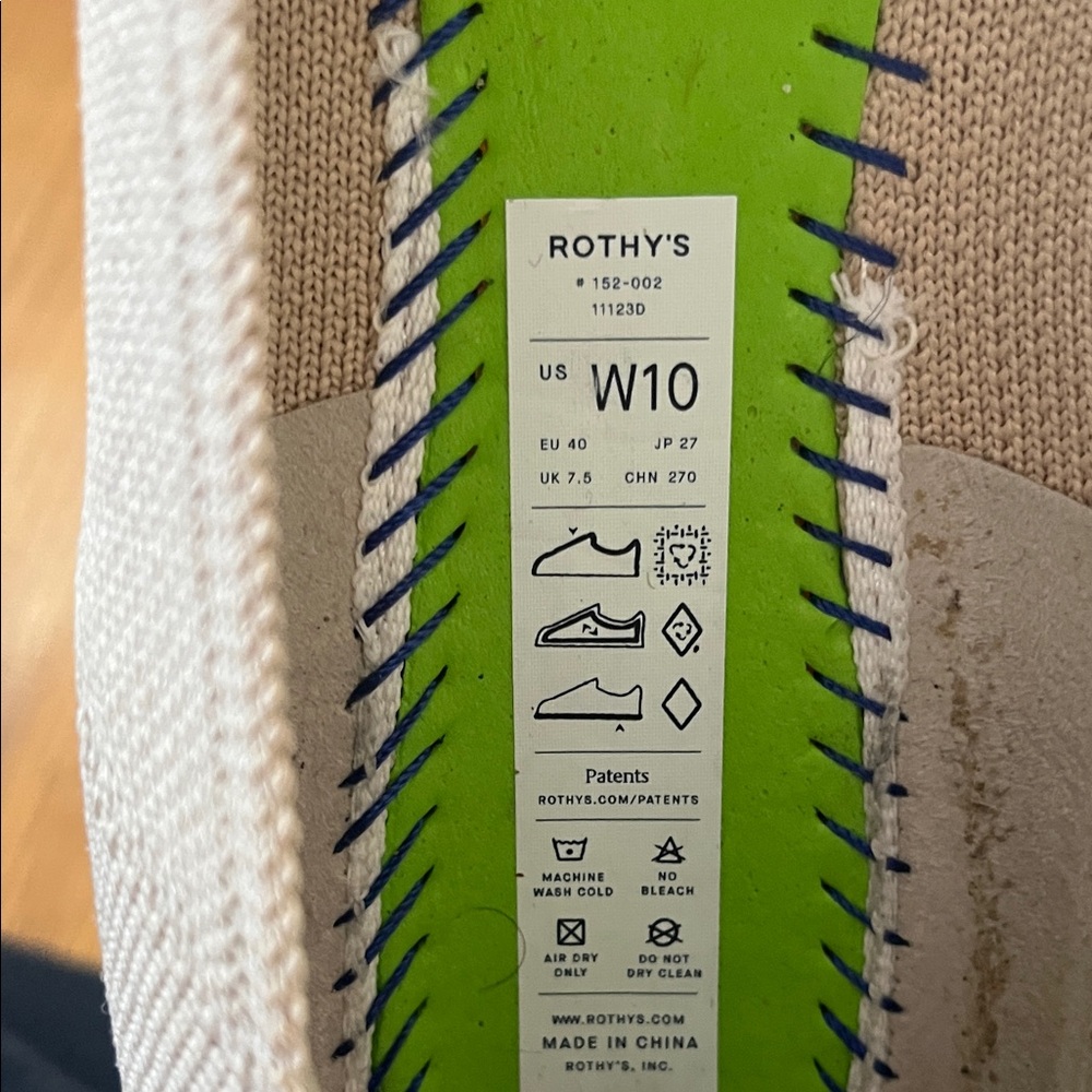 Rothy's Pointed Toe Flats in Ecru with Blue Trim - Picture 6 of 7